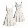 Women Plus Size Spaghetti Strap Off Shoulder Dress Constellation Shooting Star Celestial Print Swing Dress