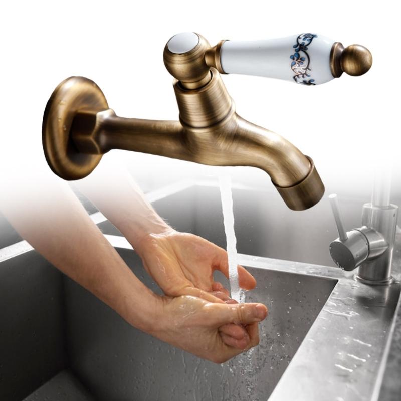Basin Bathtubs Sink Faucet Brass Single Cold Water Mop Faucet Outdoor Garden Water Tap Wall Mounted Basin Tap Enduring