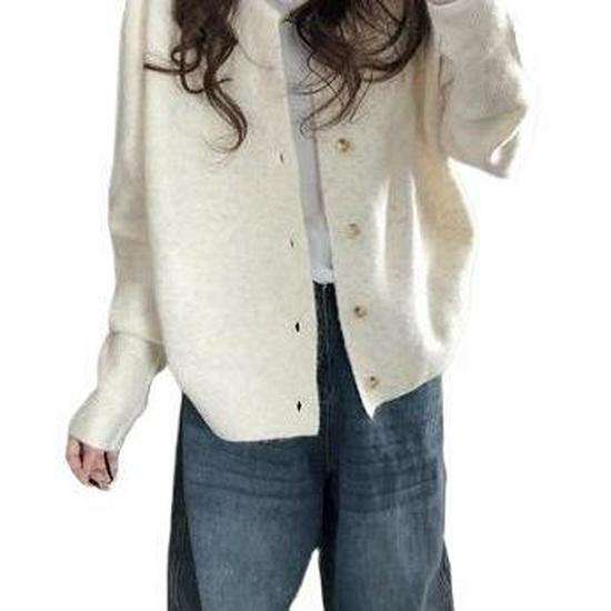 Koreanischer Stil Damen Strickjacke mit langen Ärmeln - Weich & Stilvoll für Herbst und Frühling