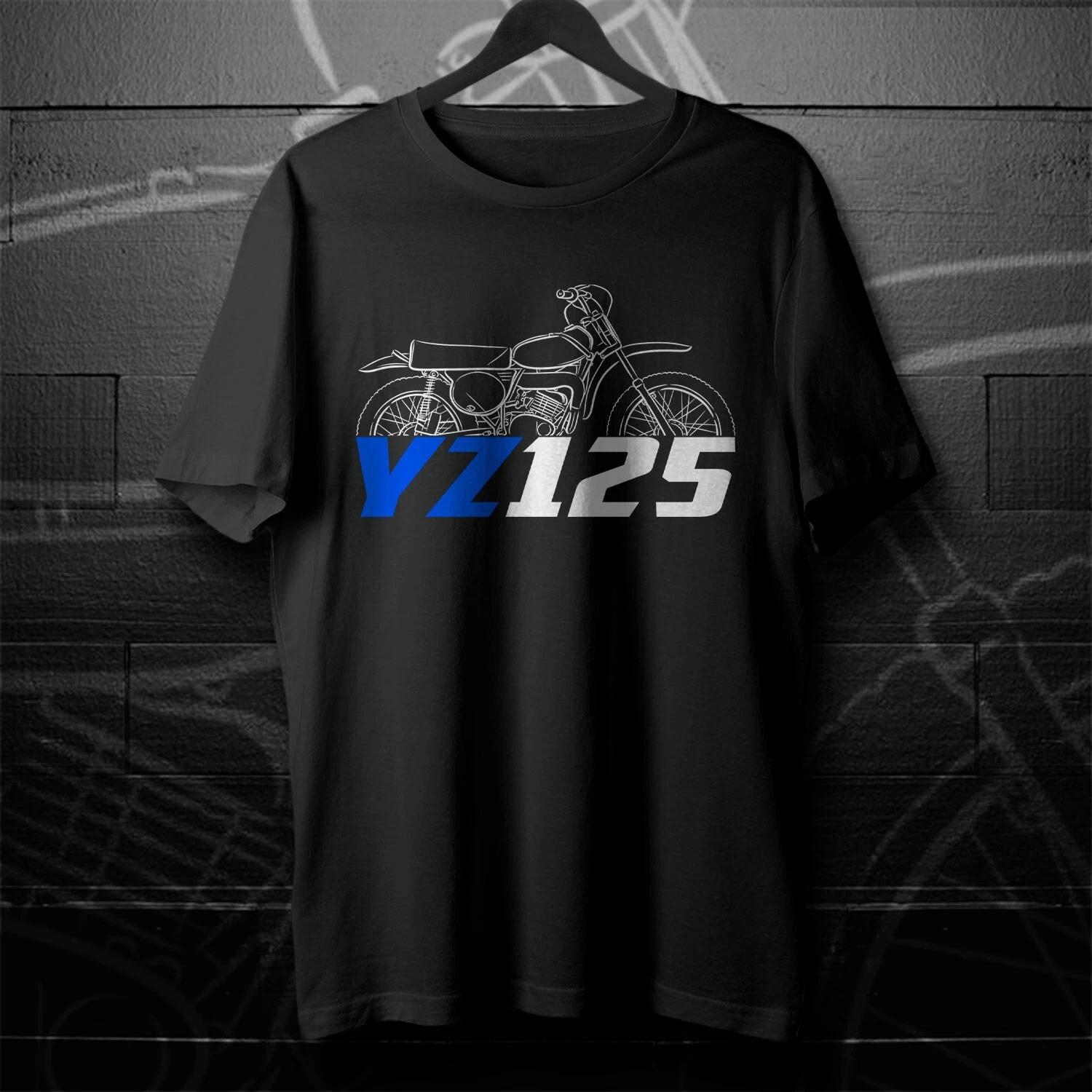 Black men s and women s T-shirt For Yamaha YZ125 1973-2024- Motorcycle M
