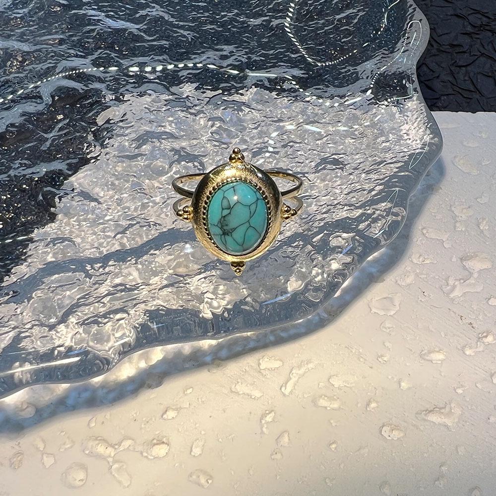 Niche Design Vintage Ring: High-End, Fade-Resistant, Natural Stone, Cross-Border Hot Seller