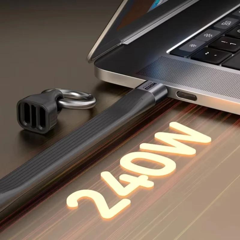 NNBILI 240W PD3.1 Type C Fast Charging Cable USB C to Type C Data Cord Protable Keychain For iPhone 16 15 Pro Max Xiaomi 14 POCO