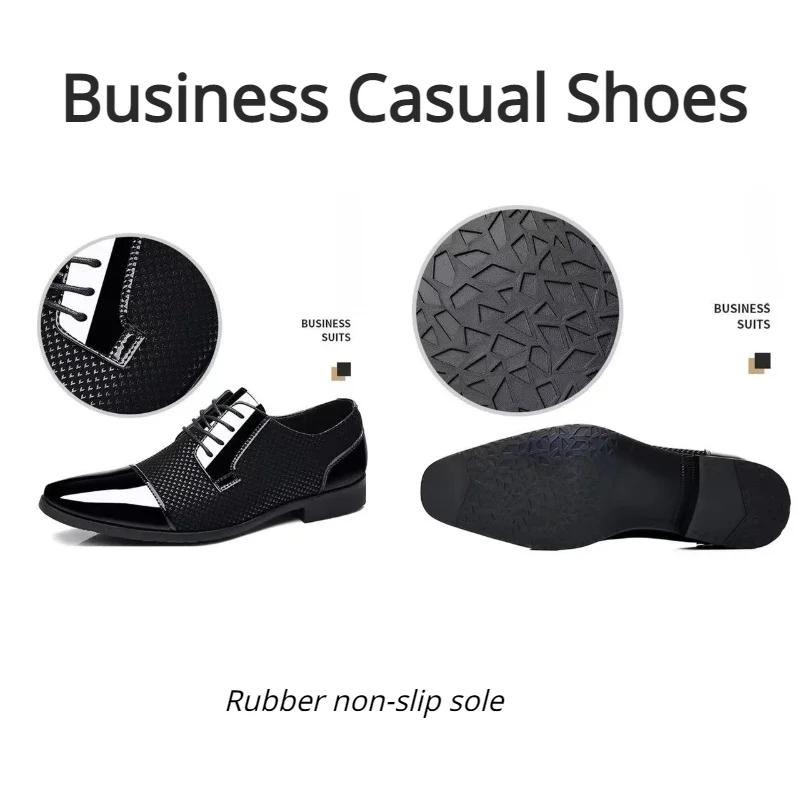 Chaussures de Ville Classiques Rétro Mode pour Hommes Oxfords Chaussures en Cuir Verni pour Hommes à Lacets Chaussure Sociale Cuir Noir Mariage Hommes Chaussures de Fête