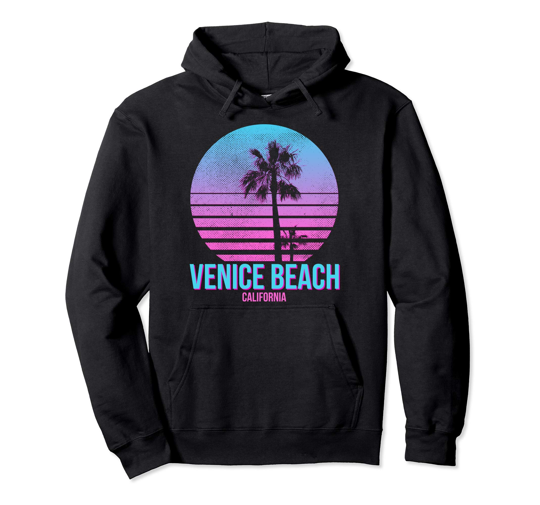 

Venice Beach California Vintage Retro Palm Tree Beach Hoodie чёрный