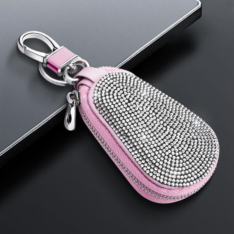 Sparkling Diamond Key Bag with Metal Buckle for Car and Home