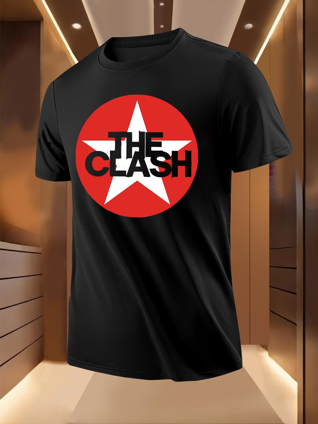Graphic Tshirt with Bold Red Star THE CLASH Print - Bre... L