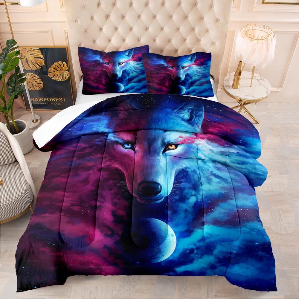 Digital Printing Animal Cat Wolf Elephant Series Three-Piece Bedding Printing