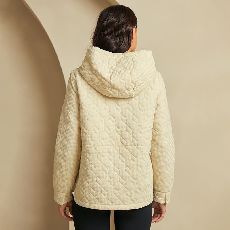 YISHENGSHUI New Spring and Autumn Women's Jacket Simple Medium-length Fashion Unique Splicing Hooded Design Women's Spring Jacket 23681