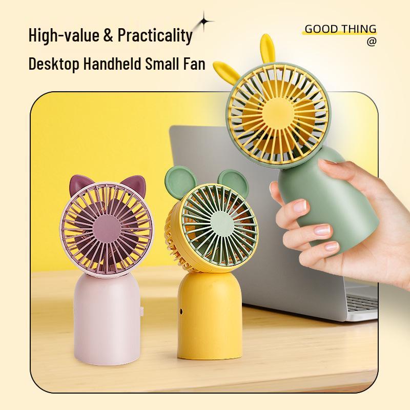 Mini Cartoon USB Handheld Fan - Portable Desktop Fan with Custom Logo Option