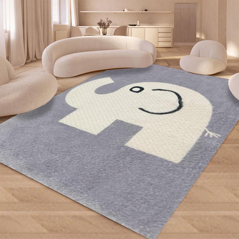 Durable Washable Giraffe Pattern Area Mat Anti-Slip for Living Room or Bedroom Decor Playful Animal Elephant Zebra Monkey Shape