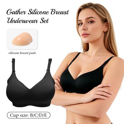 Sutien cu Proteză de Sân din Silicon Detașabilă 2 în 1 Drag Queen Crossdresser Sexy Piept Plat Cupă Mai Mare B/C/D/E Cosplay Bărbați Convergență Piept