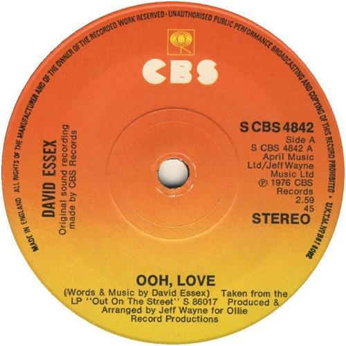 

7-дюймовая пластинка DAVID ESSEX Ooh Love SCBS4842 CBS 1976 UK Рок Б/у