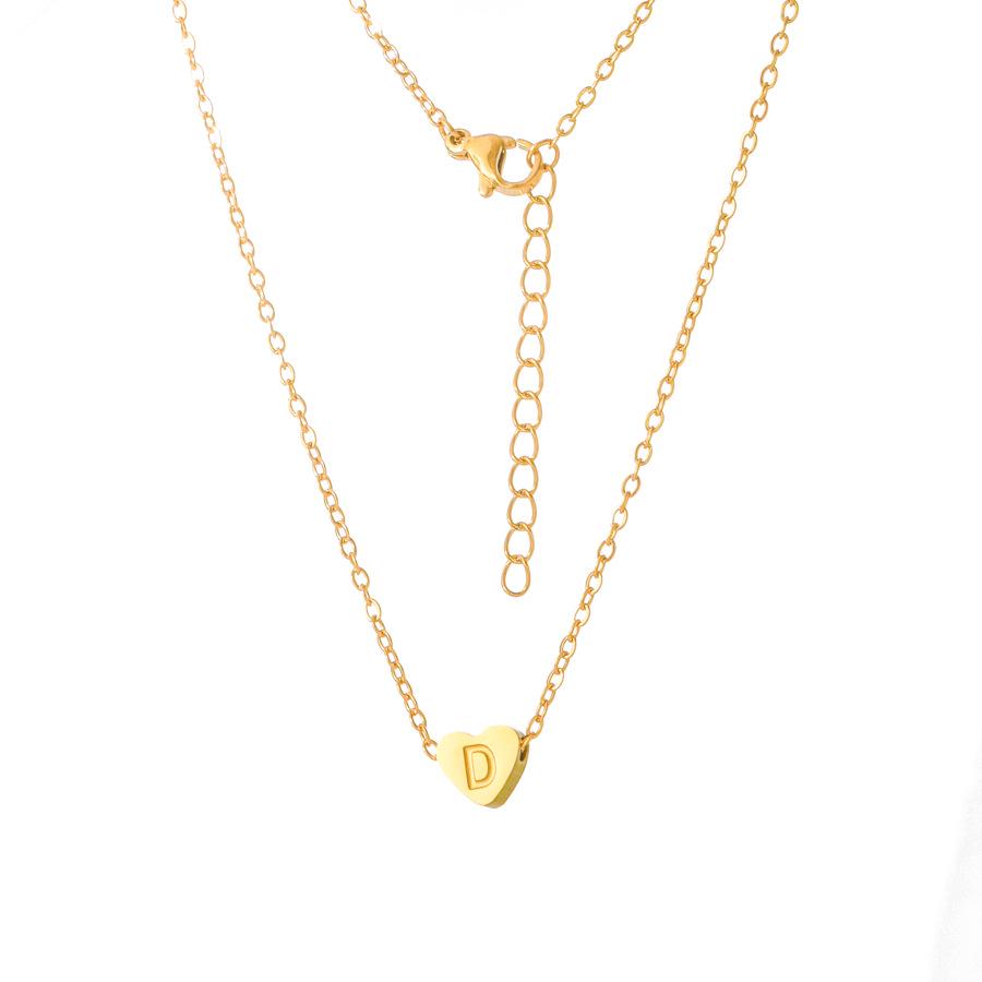 Avrupa ve Amerikan Tarzı Kalp Şeklinde Altın A-Z Harf Kolye Ucu Titanyum Çelik Kolye