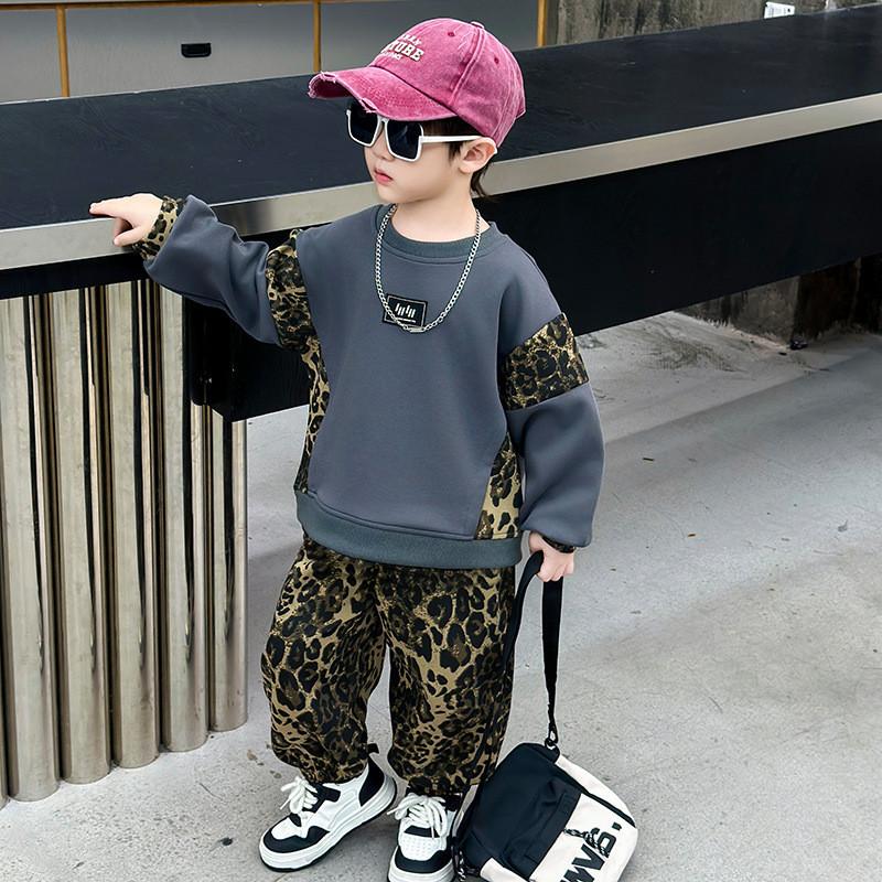 Trendy Boy's Pullover Hoodie Set For Kids Soft Cotton Fabric Stylish Fall Outfit