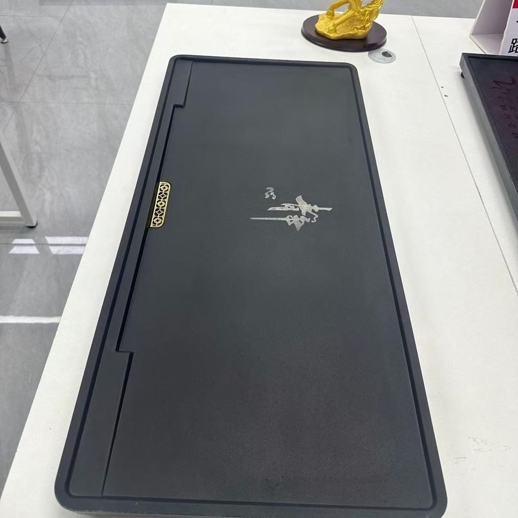 Synthetic King Black Stone Tea Tray Simple Modern Style Living Room Office Home Use Drainage Tea Set Tray Rectangular Shape