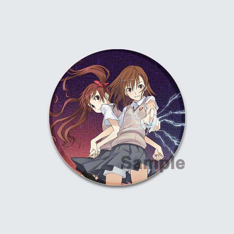 32/44/58mm A Certain Scientific Railgun HD Brooch Anime Badge Cartoon Figure Misaka Mikoto/Wannai Kinuho Round Display Pins Jewelry Gifts