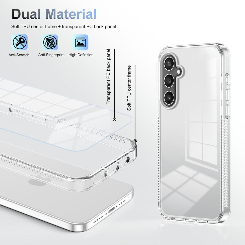 For Samsung Galaxy S24+ Clear Phone Case TPU PC Anti-Slip Drop-Proof Back Cover