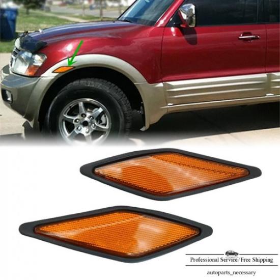2PCS Front Fender Reflector Lights Trim For Mitsubishi Pajero Montero 2000-03 US