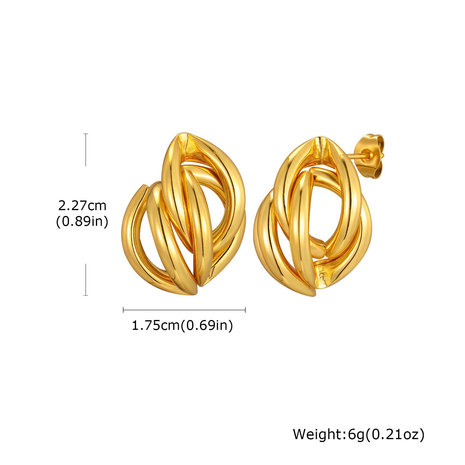 

Hollow Irregular Lines Stud Earrings for Women, Gold Plated Trendy Chunky Earrings, Luxury Vintage Jewelry Gift