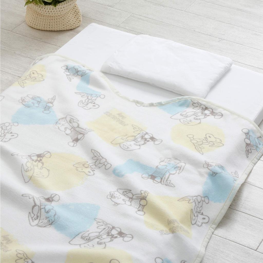 Nishikawa Snoopy PEANUTS Baby Cotton Made In Gift for Gift 85x115cm Blanket, Japan, Newborn, Boxed, Beige, 153160015300,