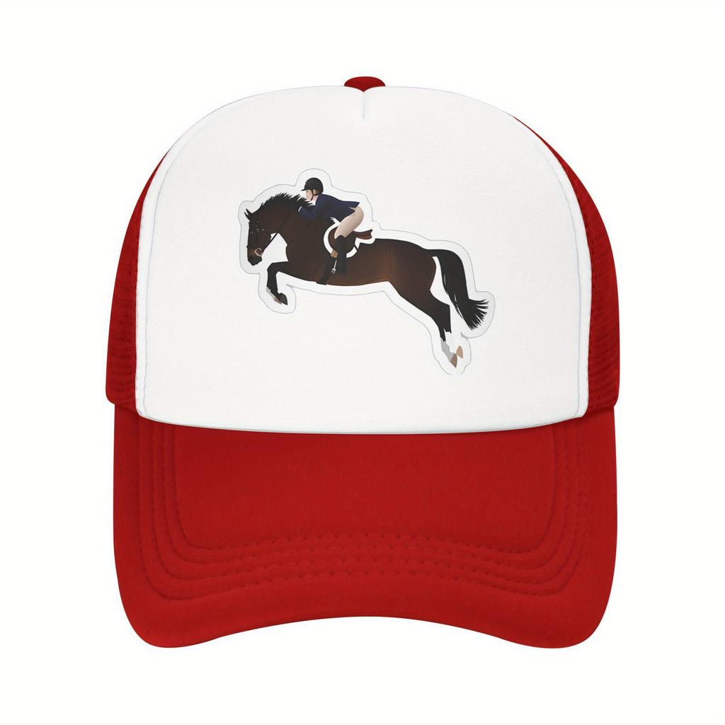 Equestrian Horse Jumping Hunter Jumper Sport Trucker Hat Breathable Mesh Baseball Cap Adjustable Outdoor Gift