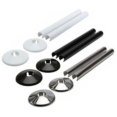 2pcs Pipes Radiator Pipe Covers Sleeve 15mm Faucet Collars Cut Fit Bathroom Chrome Plastic Decorative Covers Pipeline Accessorie