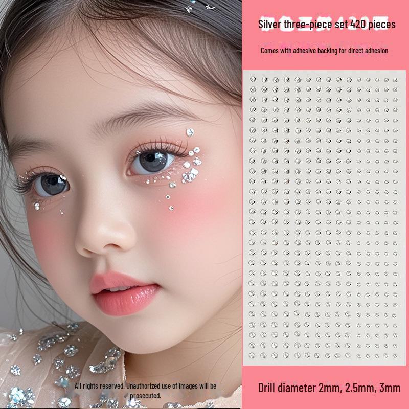 Blue Star Diamond Face Stickers: Adhesive Rhinestone Designs for Tear Eye Makeup, Perfect for Music Festivals.