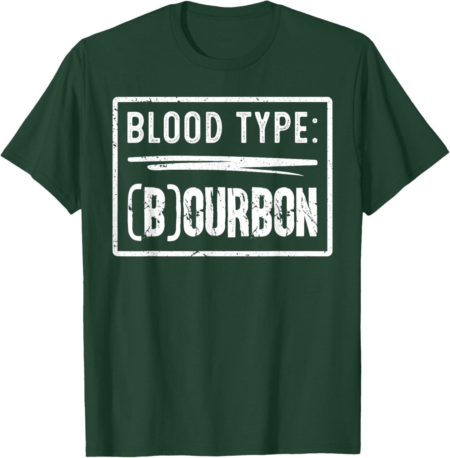 My Blood Type is Bourbon Retro Funny Drinking Humor T-Shirt S разноцветный