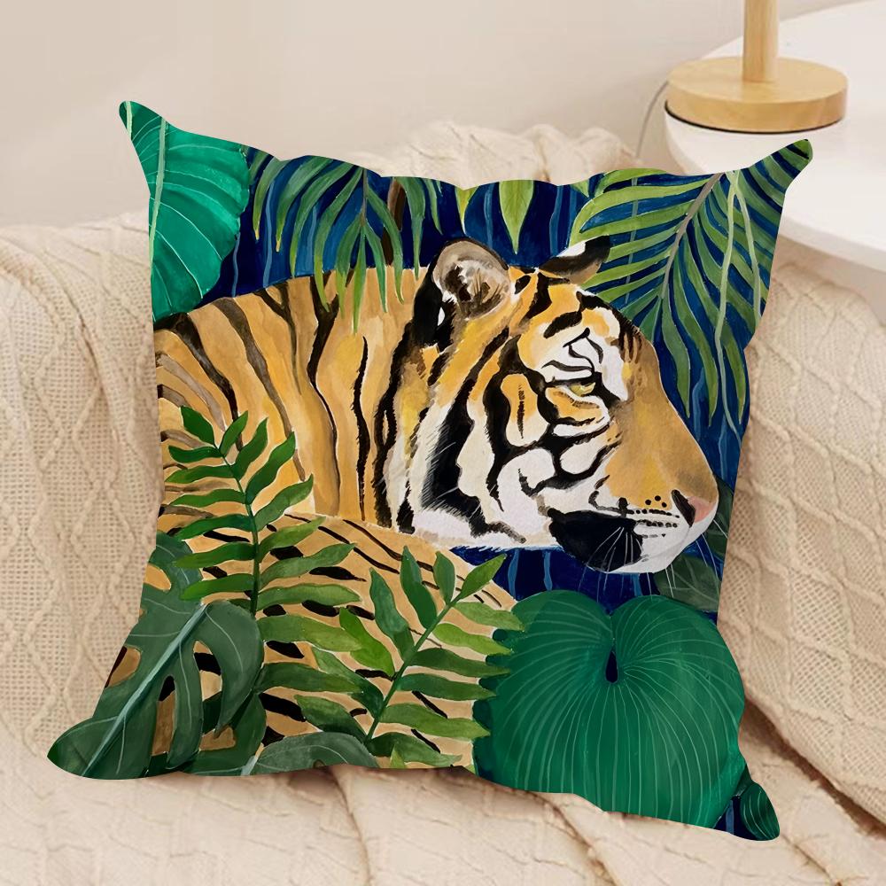 Cheetah Llama Leopard Jungle Cushion Cover Silky Short Plush Invisible Zipper Dustproof Sofa Pillow Case For Home Decor