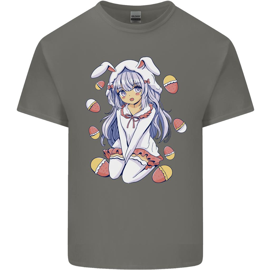 Easter Anime Girl With Eggs and Bunny Ears Unisexs Light Cotton TShirt
