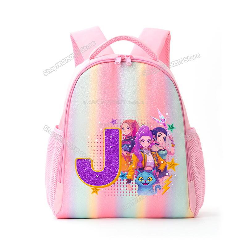 Perfect KPop Demon Hunters Letter A-Z Rainbow Backpack Rumi Mira Zoey Student School Backpack Anime Movie Women Girl Travel Rucksack