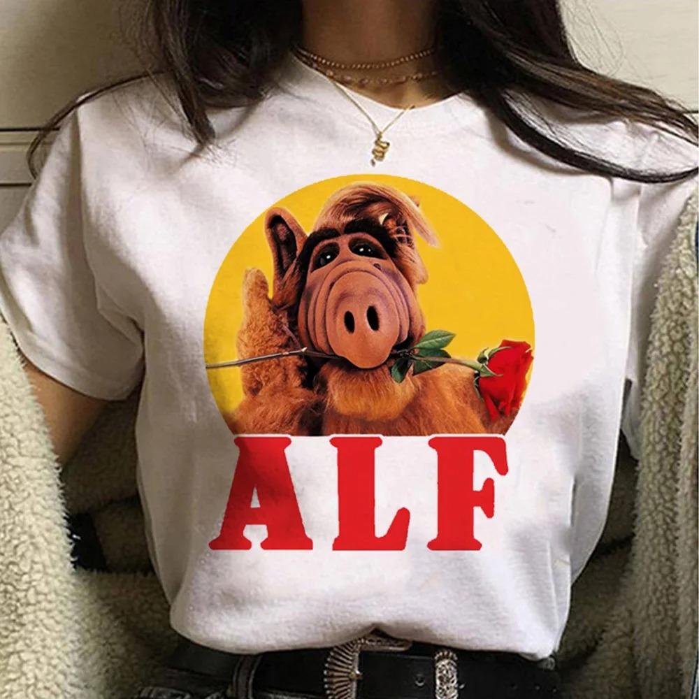 Alf Printed Y2K Tshirt Women 90s Trend New FeUnisex Tee Fashion Cartoon Short Sleeve T Shirt Graphic Top Print Ladies Clothing