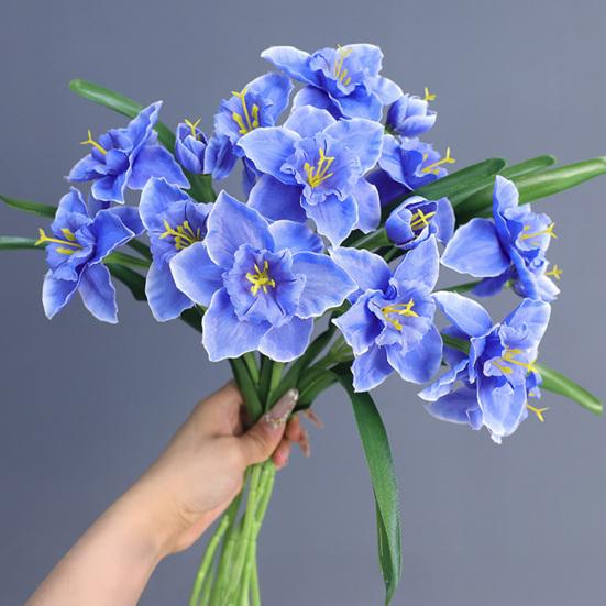 Artificial Daffodil Flowers 18 Inch Spring Faux Silk Narcissus Flower Arrangement Fake Daffodils Bouquet for Home Wedding Decor