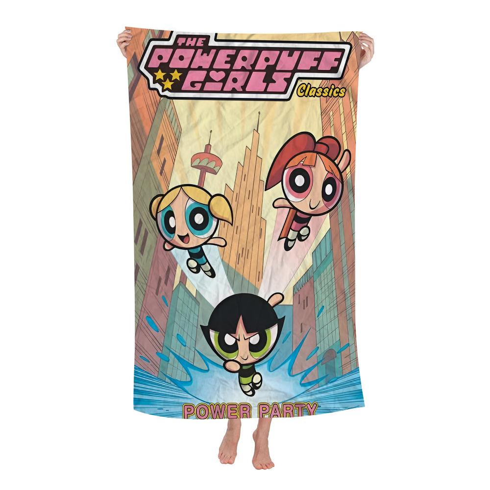 Klassisches Cartoon T-The Powerpuff Girls Cartoon Strandtuch Süße Kawaii Zimmerdeko Bad Kinder Handtücher Für Badezimmer Dusche