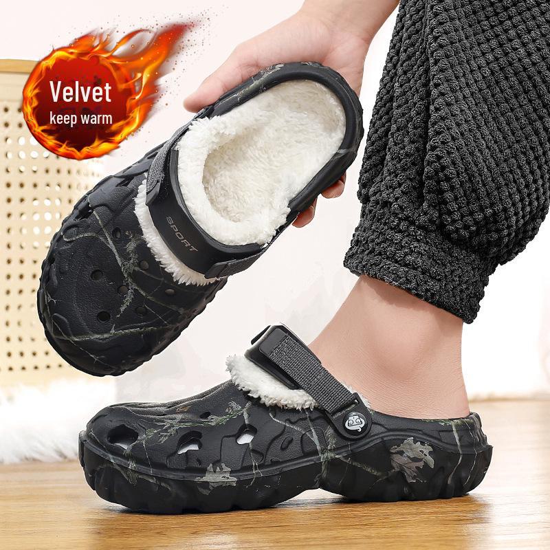Winter Velvet Dual-Purpose Closed Toe Slippers: Large Size, Thick-Soled, Fashionable Couple Style