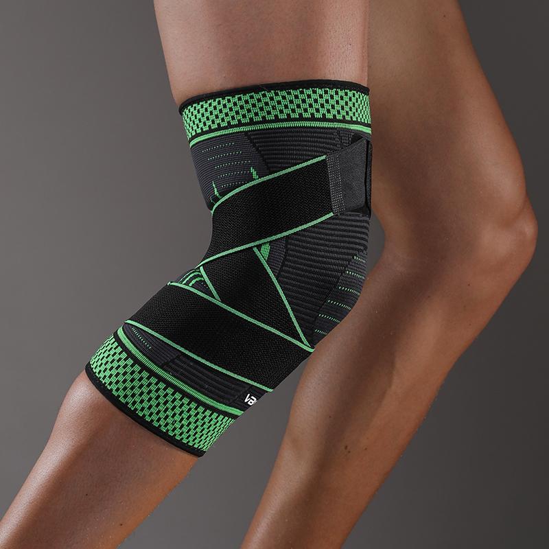 

1 Pc Elastic Breathable Knee Support Sleeve with Adjustable Straps XL зелений