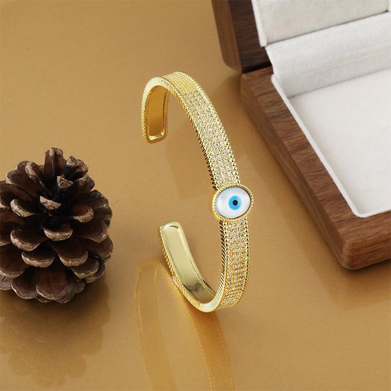 Micro Zircon Palm Geometric Ring Dripping Devil's Eye Open Ring Bracelet