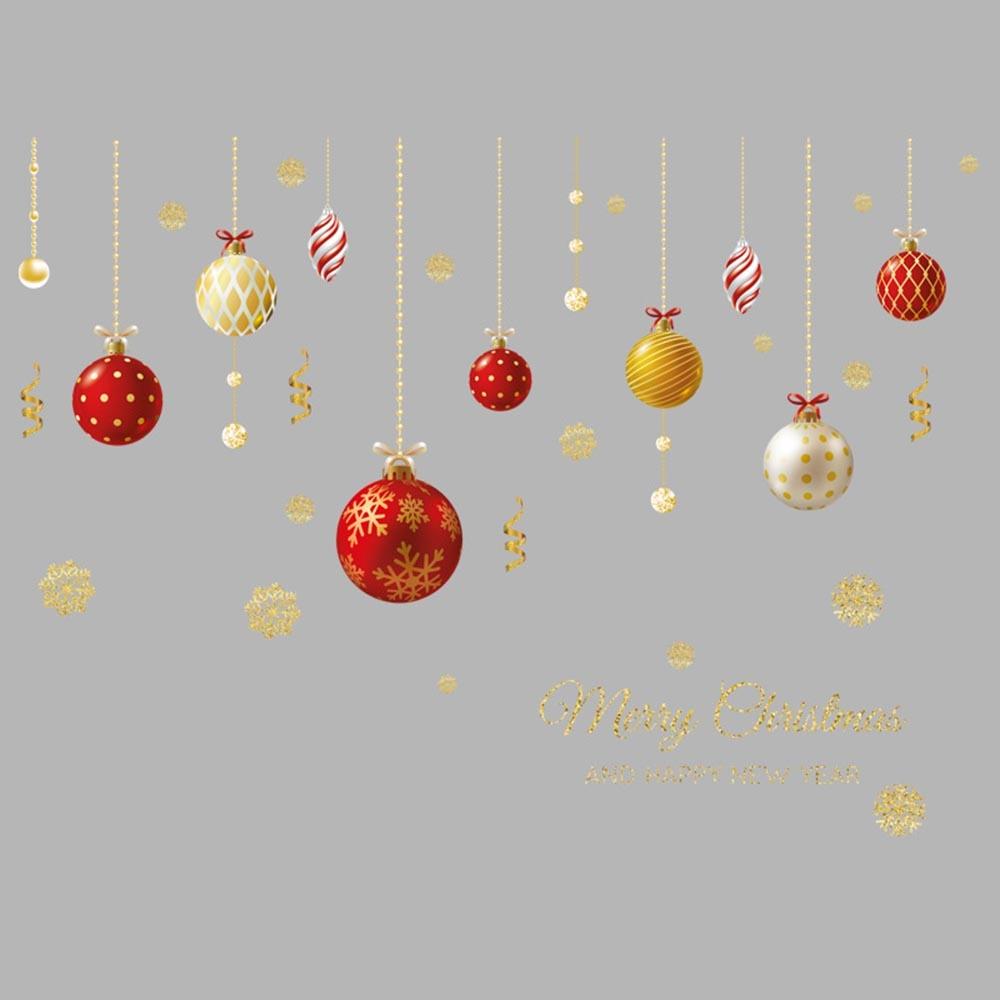 Xmas Ball Wall Stickers for Living Room Bar Supermarket and Door Decor