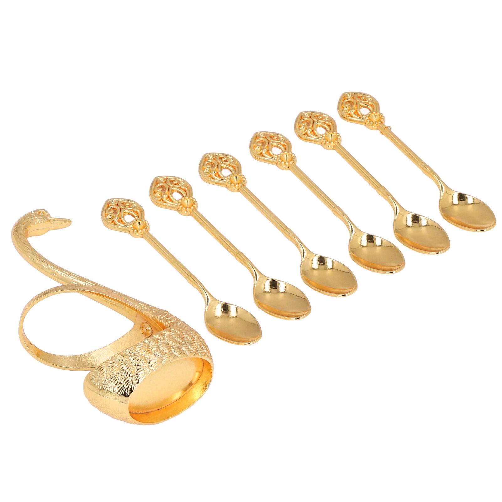 

Coffee Spoon Holder Elegant Zinc Alloy Embossment Design Glossy Bright Color Mirror Polish Coffee Stirrers Holder