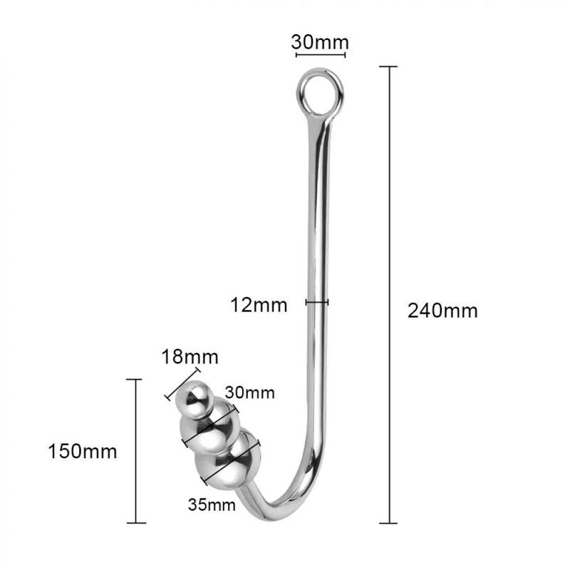 Stainless Steel Anal Hook With Anal Beads Hole Anal Hook Metal Butt Plug Anal Sex Toys Adult Product No Vibrator For Men Gay