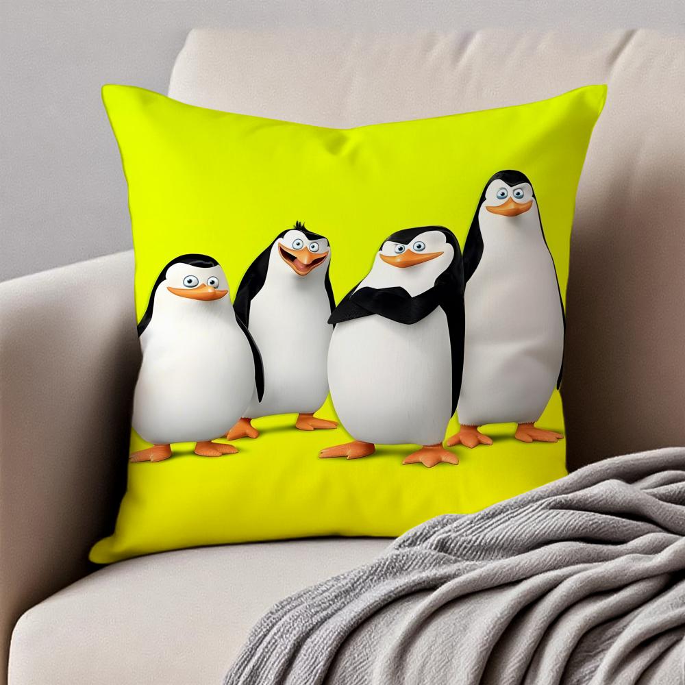Die Pinguine von Madagaskar Kissenbezug Kissenhülle Milbenschutz Unsichtbarer Reißverschluss Kurzer Plüsch Sofakissen
