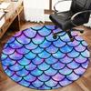 Crystal Velvet carpet2D Flat Print Not 3D Doormat 1pc Mermaid Scale Round Mat- Non-Slip Crystal Velvet Area Mat, Vibrant Purple,