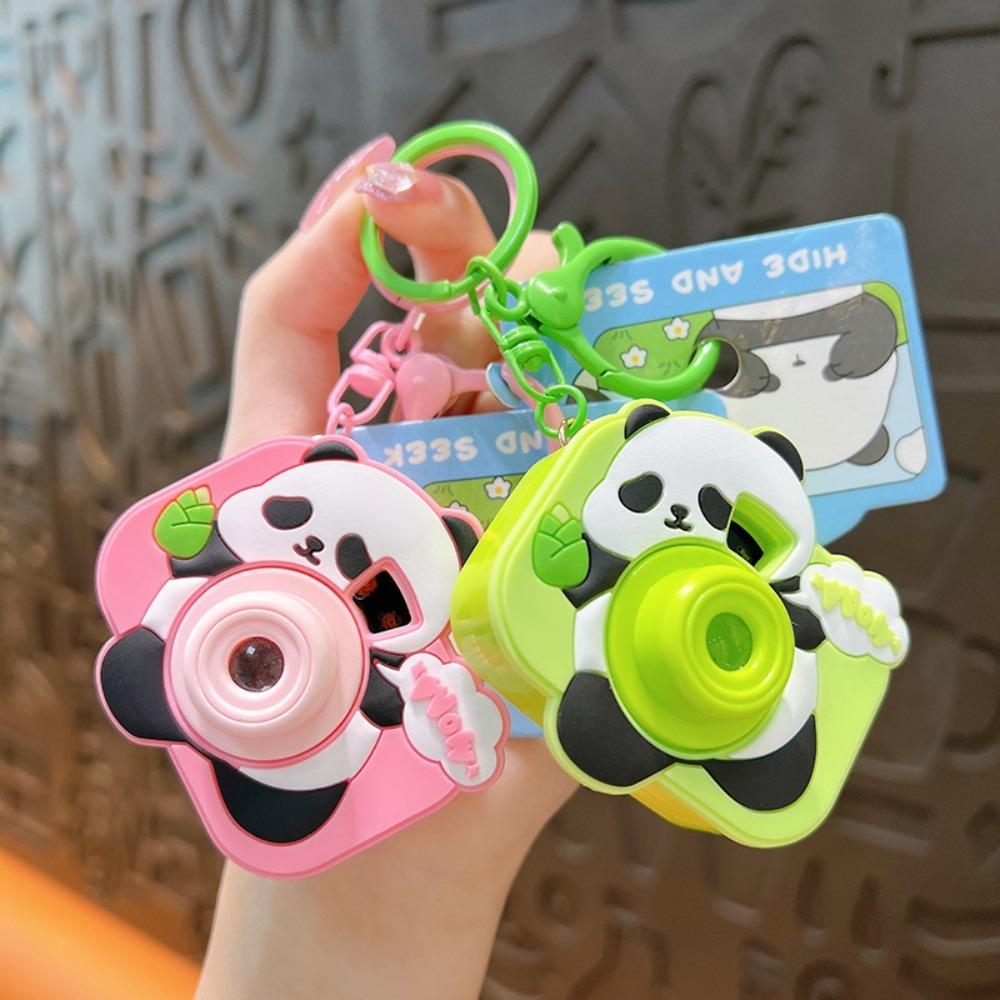 

Panda Shape Cartoon Cute Keychain Plastic Bag Keychain Colorful Camera Projection Keychain