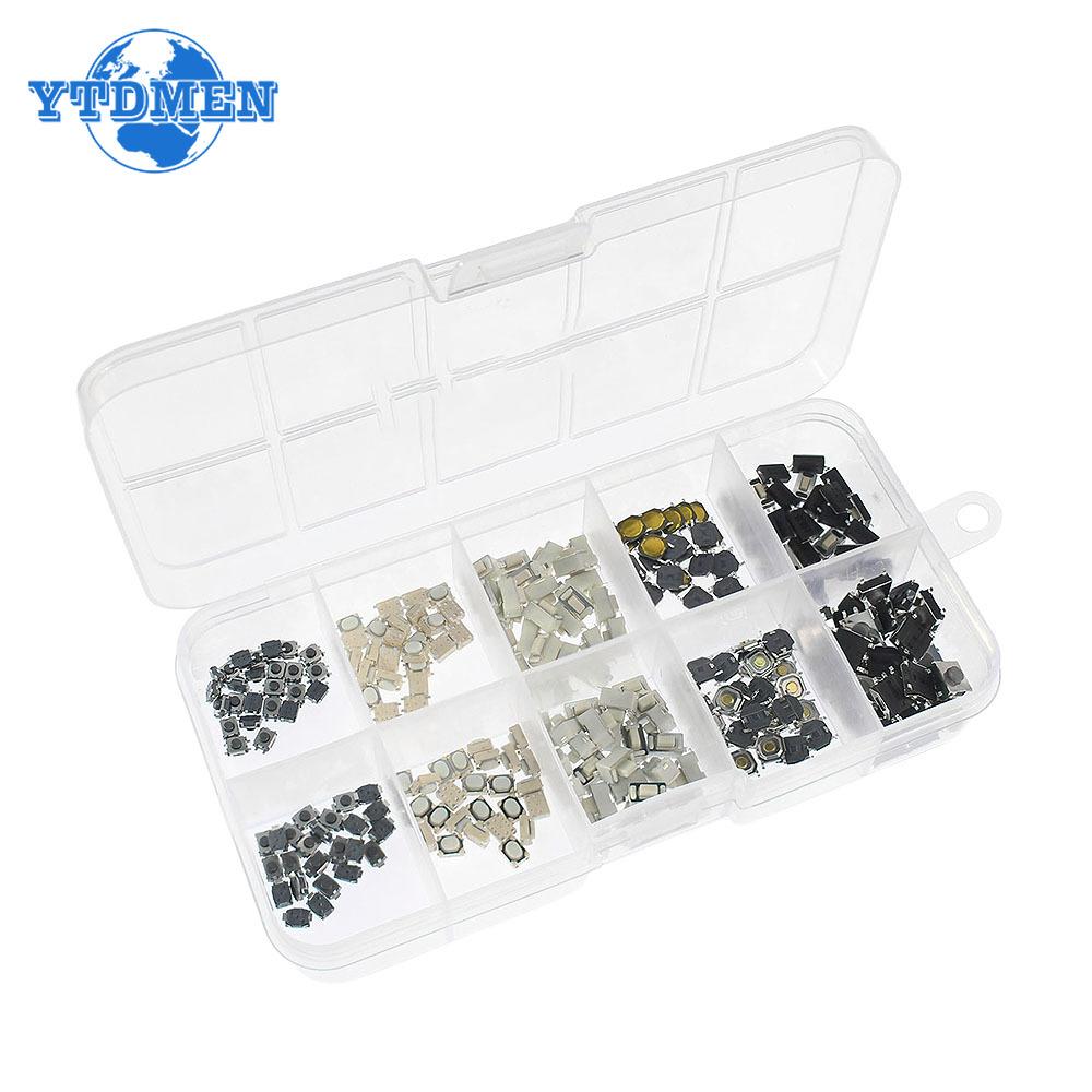 

250pcs Micro Tact Push Button Switches Assorted Kit 10/25 Types Car Remote Control Button Press Switch DIY Assorted Kit with Box 10 types x25pcs