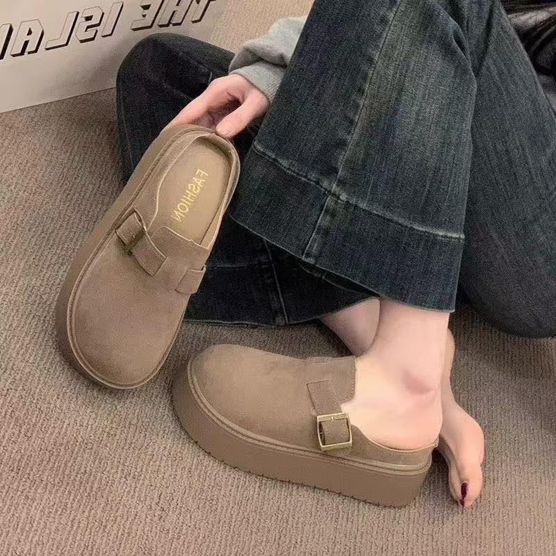 Retro thick-soled Birkenstock head half slippers, new spring outer wear heightening Birkenstock shoes