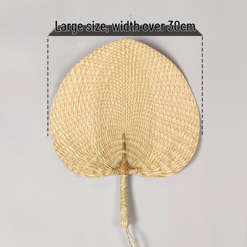 Liangshun Handmade Large Cattail Palm Leaf Fan with Curved Handle