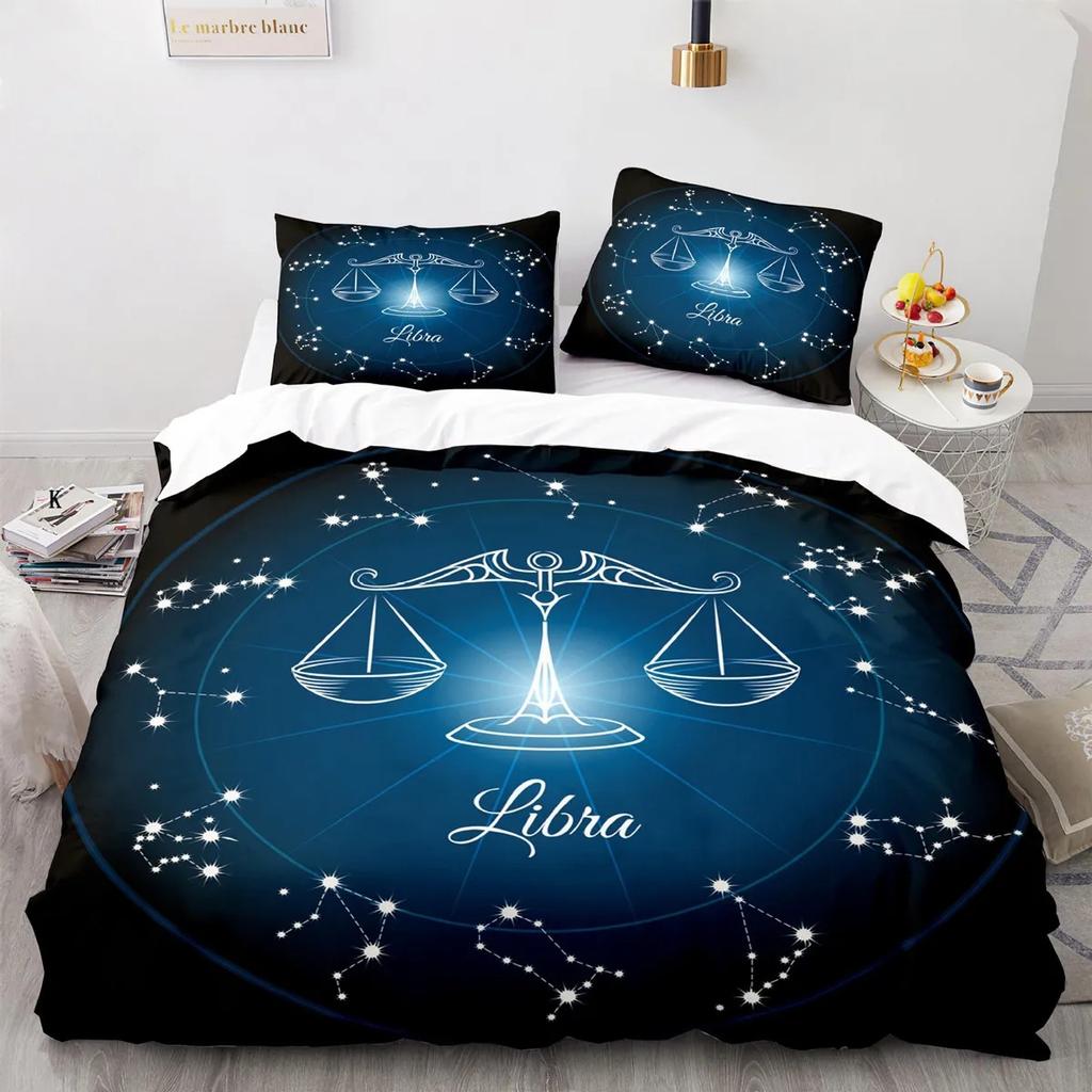 Bettbezug-Set mit Sternbild-Motiv Widder, Galaxie-Thema, 23-teilig, Doppelbett-Bettwäsche-Set, Kingsize-Bettbezug aus Polyester für Sternbild-Liebhaber
