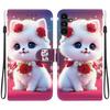 Handmade PU Leather Flip Case for Samsung Galaxy A13 5G (SM-A136U/A136W/A136B)- Anti-Slip Shockproof Cover with Wrist Strap & Heart/Rose Cat Designs