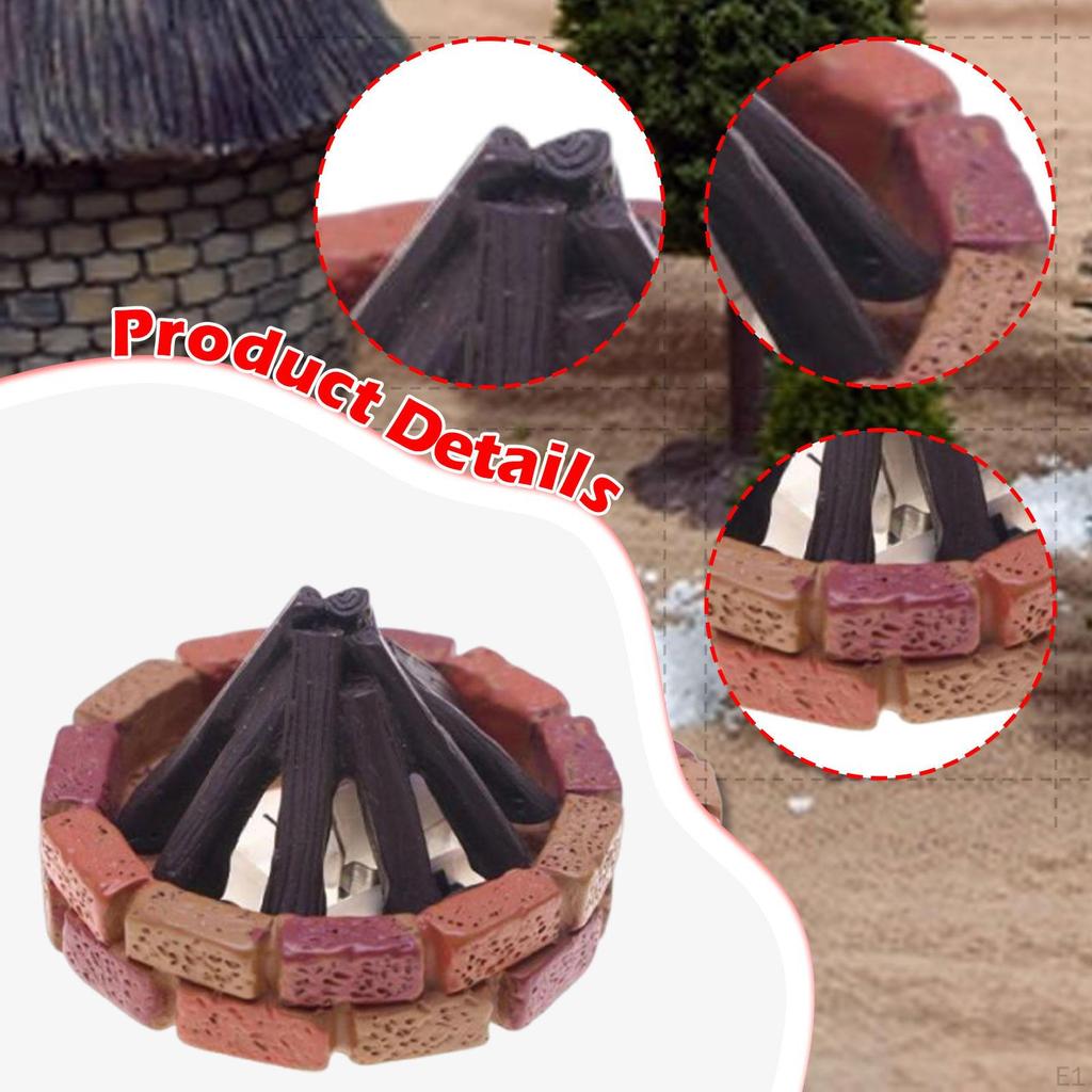Miniature Campfire Ornament,LED Model Realistic,Simulation for Photo Props Micro Landscape