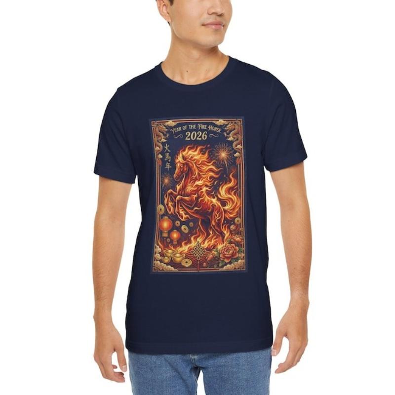 Hello Year of The Fire Horse 2026 Happy Chinese New Year Zodiac Tee Lunar New Year Horse Gift Retro Chinese Graphic Unisex Tee S разноцветный
